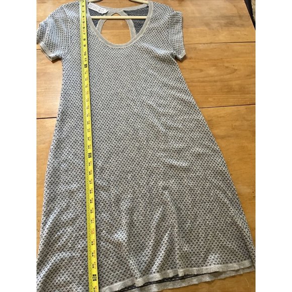 Shipley&Halmos Cashmere Short Sleeve Dress Womens Sz S Gray With Navy Blue Print - Picture 7 of 12